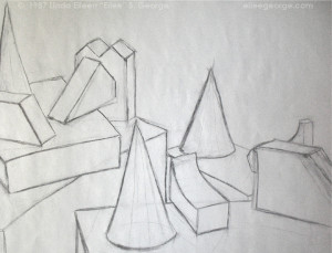 Old Form Line Drawing in charcoal