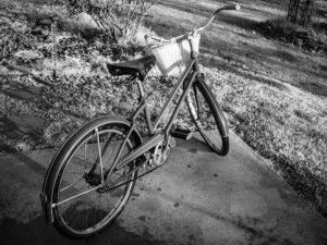 Fresh-washed in the afternoon sun, my old bike tugs at heart © 2009 L. Eilee S. George